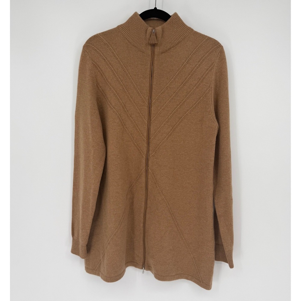 Loro Piana 100% Cashmere Rani Arabella Full Zip Cardigan Camel Brown XXL